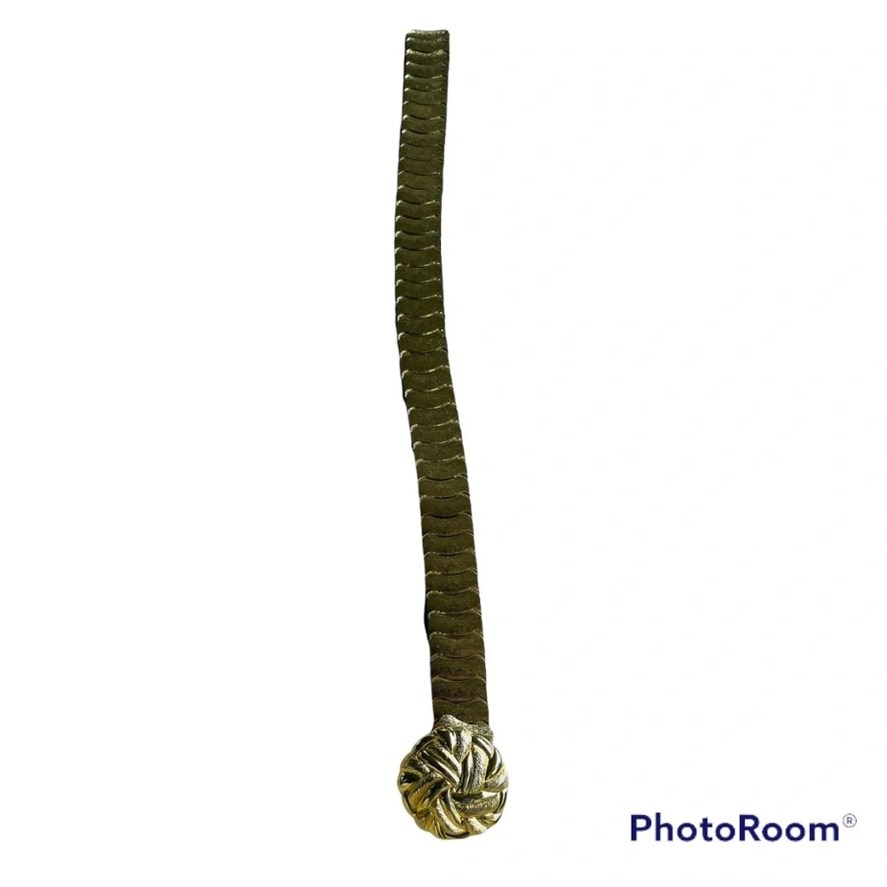 Vintage Gold Elastic Ripple Rose Head Belt